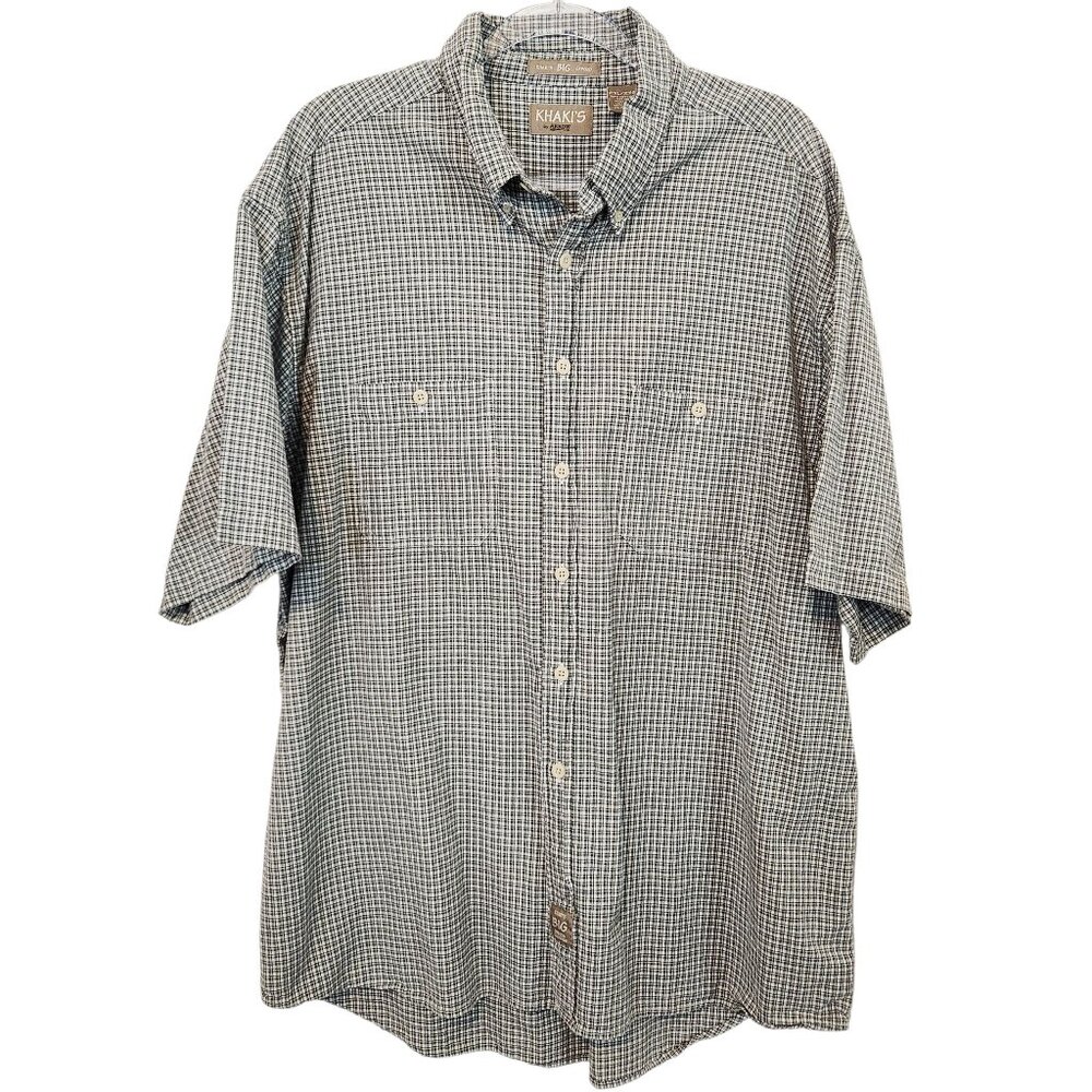 Khaki's by Arrow Shirt Mens 2XL Green Plaid Short Sleeve Button Down Casual